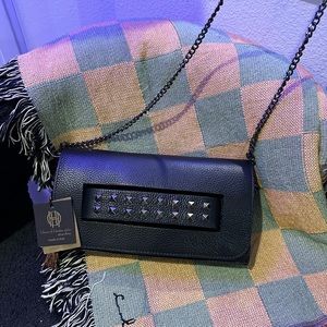 House of Harlow 1960 Black Studded Genuine Leather Shoulder Bag